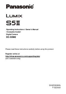 Panasonic Lumix DC S5 MK2 manual. Camera Instructions.
